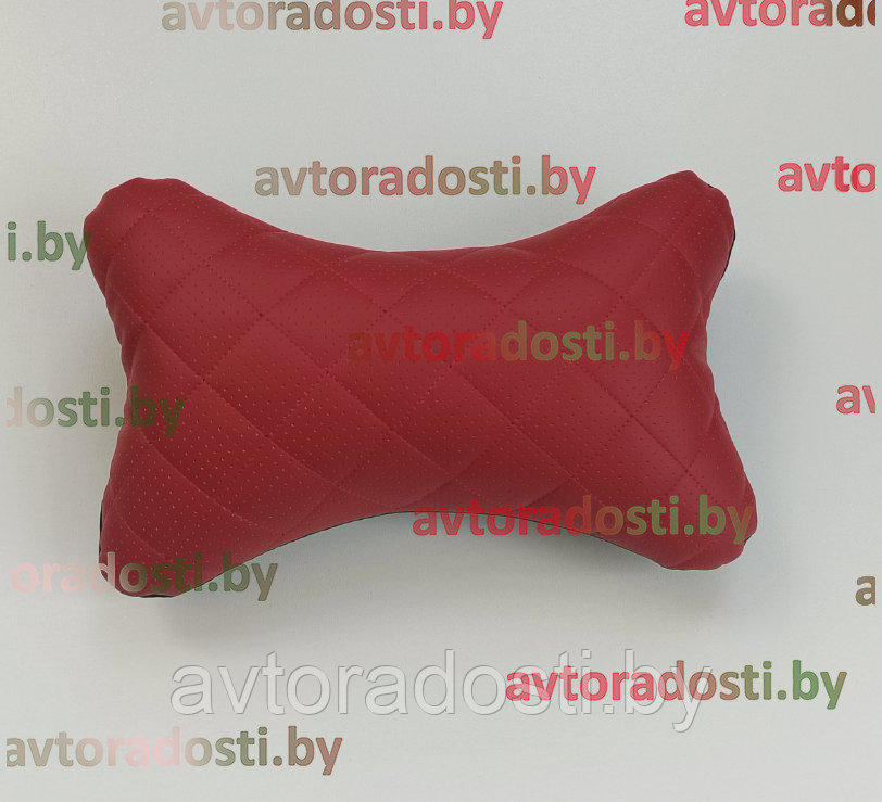 Подушка на подголовник (черный + красный ромб, красная прострочка) - фото 1 - id-p180528420