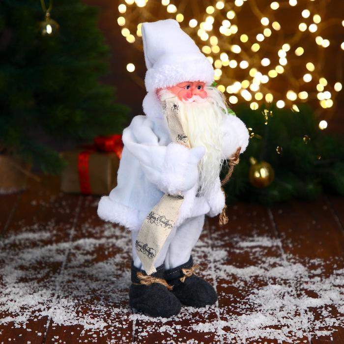 Дед Мороз "В белом полушубке с мешком" двигается, 29 см - фото 2 - id-p181225879