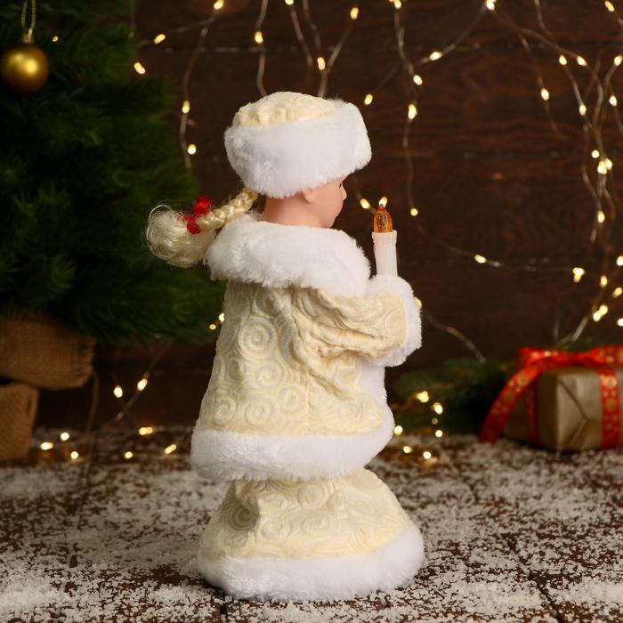 Снегурочка "Пуговка ромбик" с подсветкой, двигается, 30 см, бежевый - фото 4 - id-p181225897