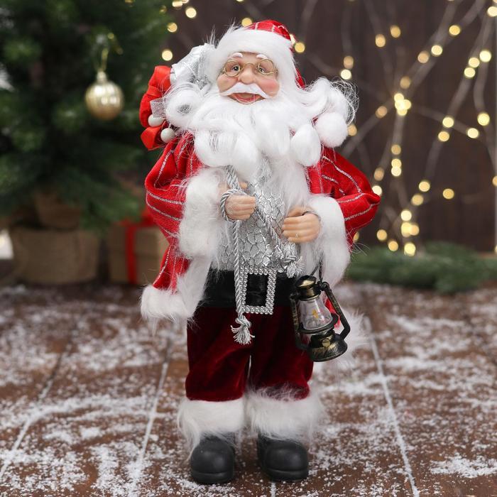 Дед Мороз "В красной полосатой шубе, с подарками" 16х30 см - фото 1 - id-p181225916
