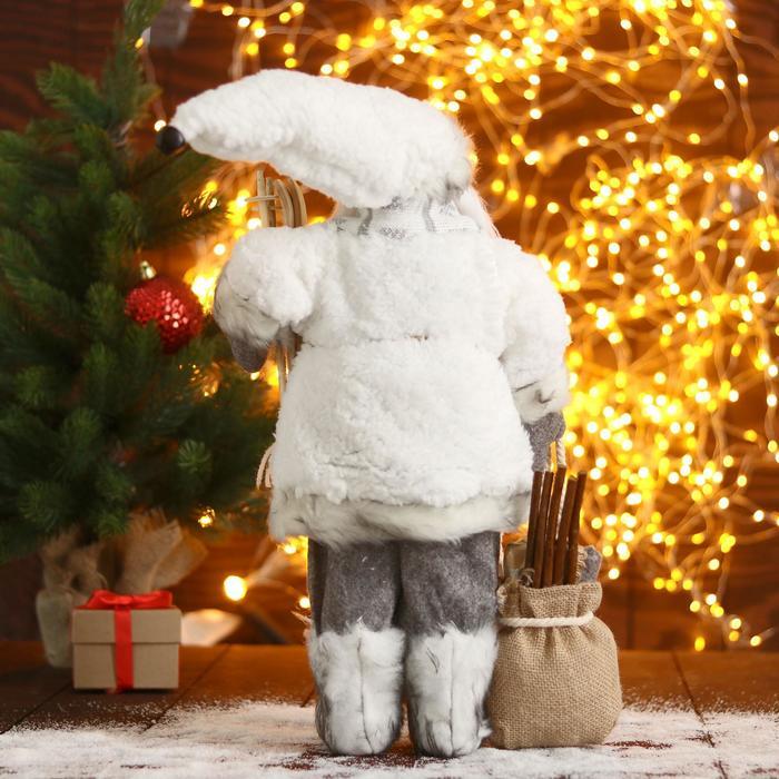 Дед Мороз "В белой шубке с лыжами" 23х45 см - фото 3 - id-p181225928