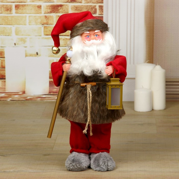Дед Мороз "Телогрейка, с фонарём" с подсветкой, двигается, 38 см - фото 1 - id-p181225931