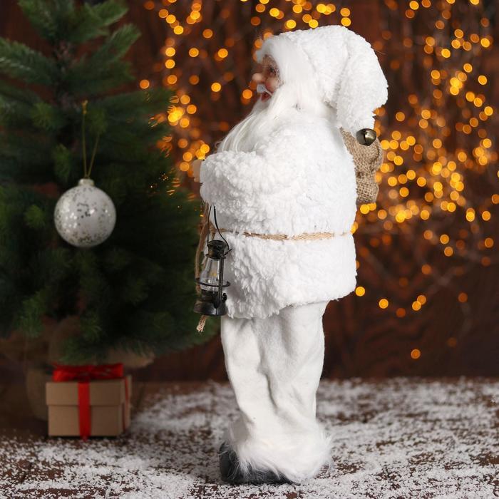 Дед Мороз "В белой шубке, с фонариком" 43 см - фото 2 - id-p181225944