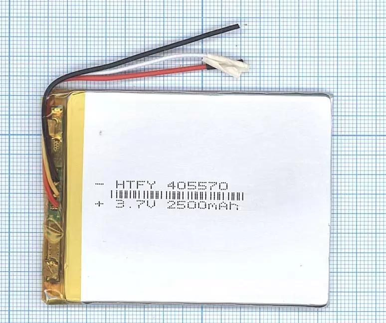 Аккумулятор (батарея) Li-Pol (4x55x70мм), 3pin, 3.7В, 2500мАч - фото 1 - id-p181231785