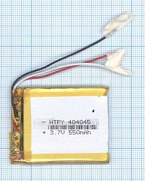 Аккумулятор (батарея) Li-Pol (4x40x45мм), 3pin, 3.7В, 550мАч - фото 1 - id-p181231791