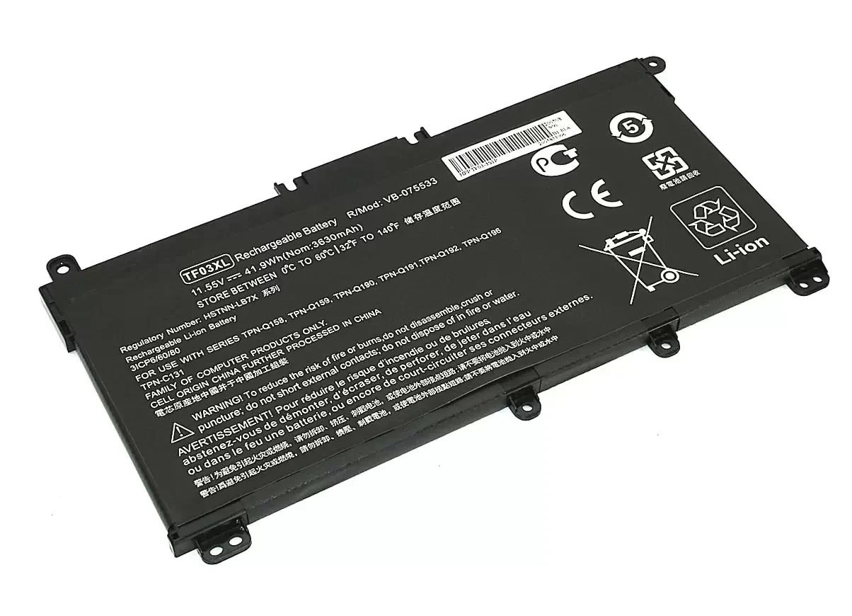 Аккумулятор (батарея) для ноутбука HP TPN-C131 (TF03-3S1P) 11.55В 41.9Wh, черный (OEM)