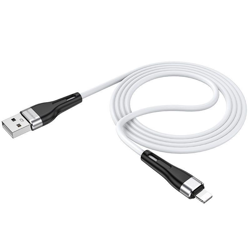 USB кабель Borofone BX46 Rush Silicone Charging Data Cable For Lightning, белый