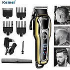 Профессиональный триммер для стрижки волос, бороды, усов Kemei KM-1990 (LED-индикатор работы и зарядки, 4 наса, фото 2