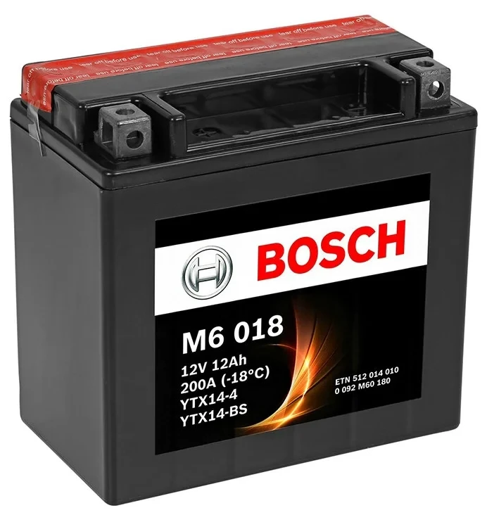 Мото аккумулятор Bosch M6 018 AGM (0 092 M60 180)