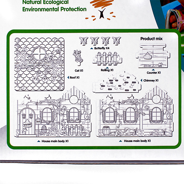 Домик раскраска картонный + 6 фломастеров. Игрушка - фото 7 - id-p181320016