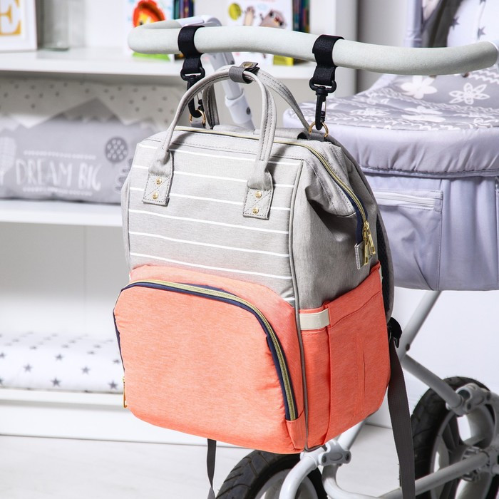 Сумка-рюкзак для хранения вещей малыша, цвет серый/розовый - фото 2 - id-p181320891