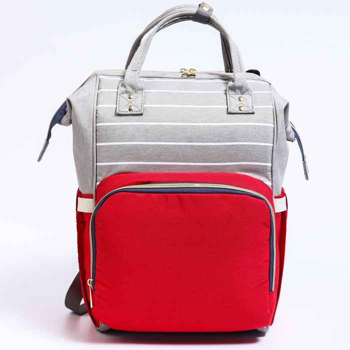 Сумка-рюкзак для хранения вещей малыша, цвет серый/красный - фото 4 - id-p181320895