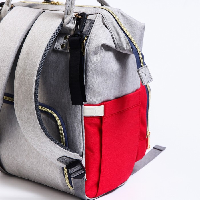 Сумка-рюкзак для хранения вещей малыша, цвет серый/красный - фото 6 - id-p181320895