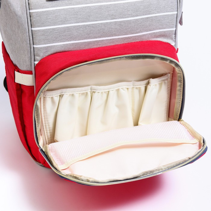 Сумка-рюкзак для хранения вещей малыша, цвет серый/красный - фото 7 - id-p181320895
