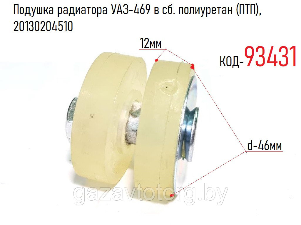 Подушка радиатора УАЗ-469 в сб. полиуретан (ПТП), 20130204510 - фото 1 - id-p86338332
