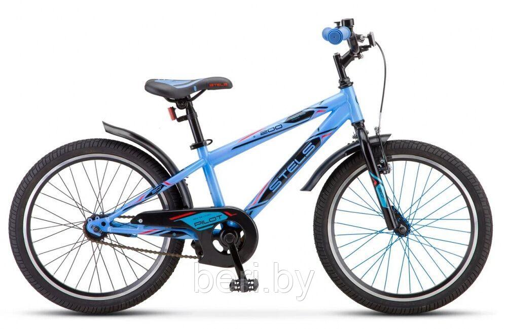 LU080718 Детский велосипед Stels Pilot 200 Gent Z010 (рама 11), синий, зеленый 20", 6-9 лет - фото 1 - id-p181334828