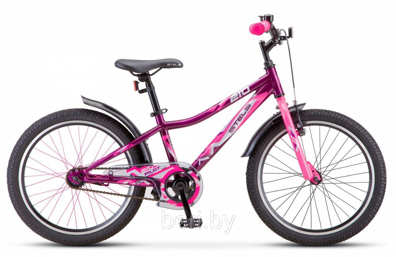 LU088513 Детский велосипед Stels Pilot 210 Z010 (рама 11), серый/салатовый, фиолетовый/розовый, 20", 6-9 лет - фото 1 - id-p181335050