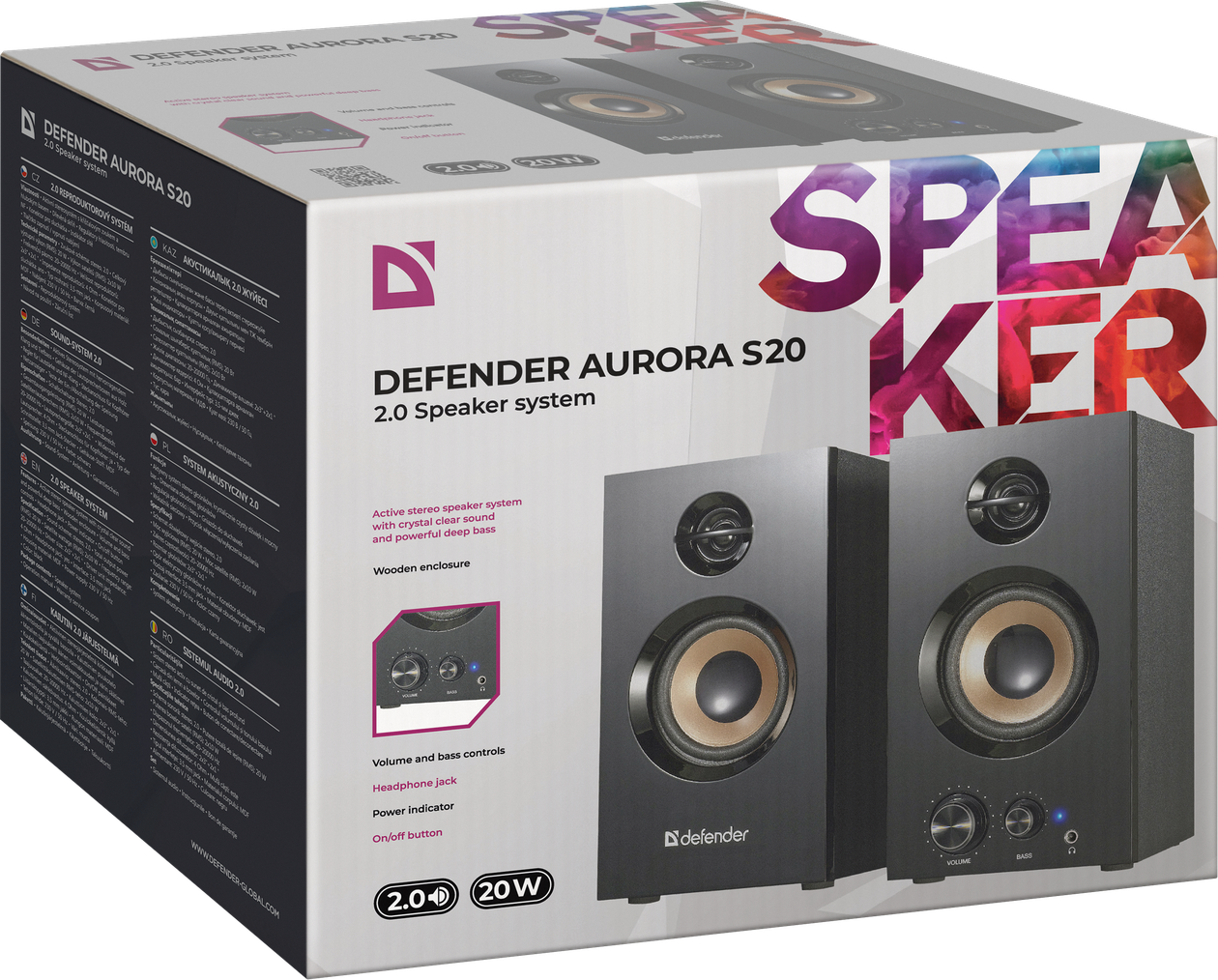 Акустическая система 2.0 Defender Aurora S20 (20 W, деревянный корпус, 220V) 65419 - фото 2 - id-p180113236