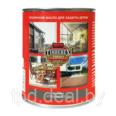 Защитное тиксотропное масло для наружных и внутренних работ Timberex Thixo, банка 1л, цвет Серый