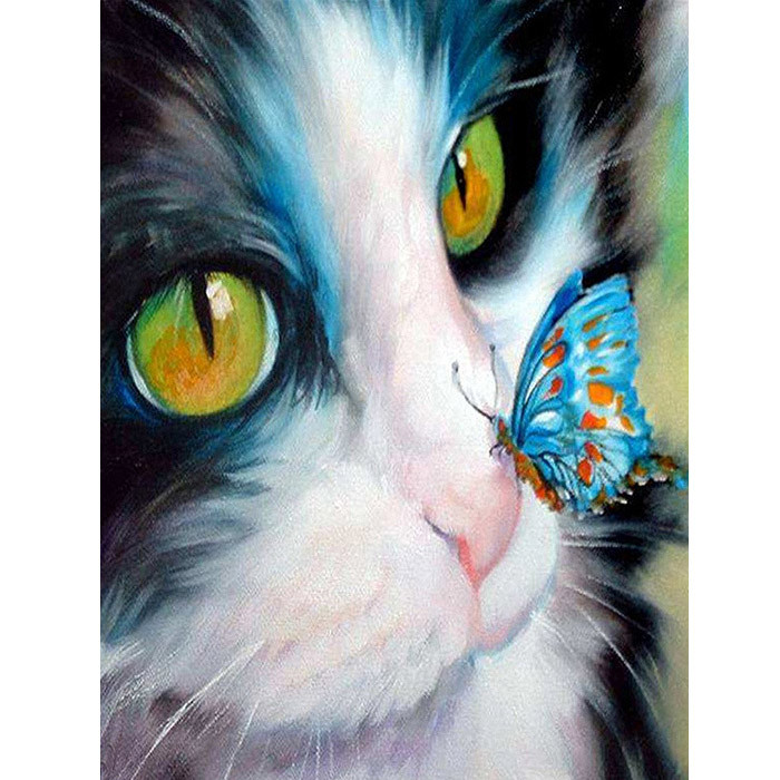 Набор для творчества "Рисование по номерам" 40*30см Кот и бабочка, фото 1