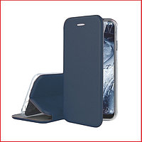Чехол-книга + защитное стекло 9d для Huawei Nova 8i (темно-синий) NEN-L22