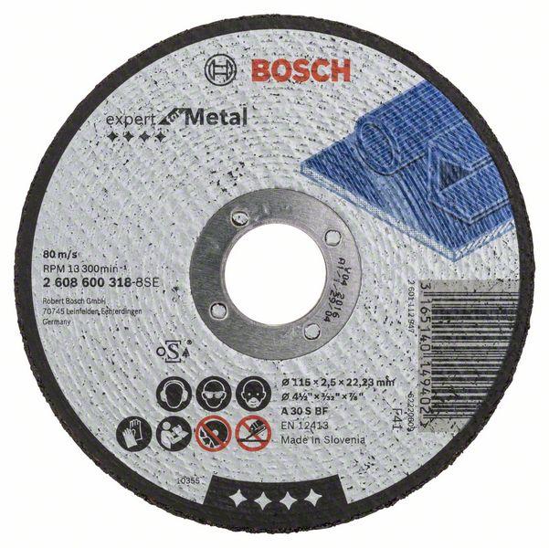 Отрезной круг, прямой, Expert for Metal Bosch A 30 S BF, 115 mm, 2,5 mm (2608600318) BOSCH - фото 1 - id-p181370286