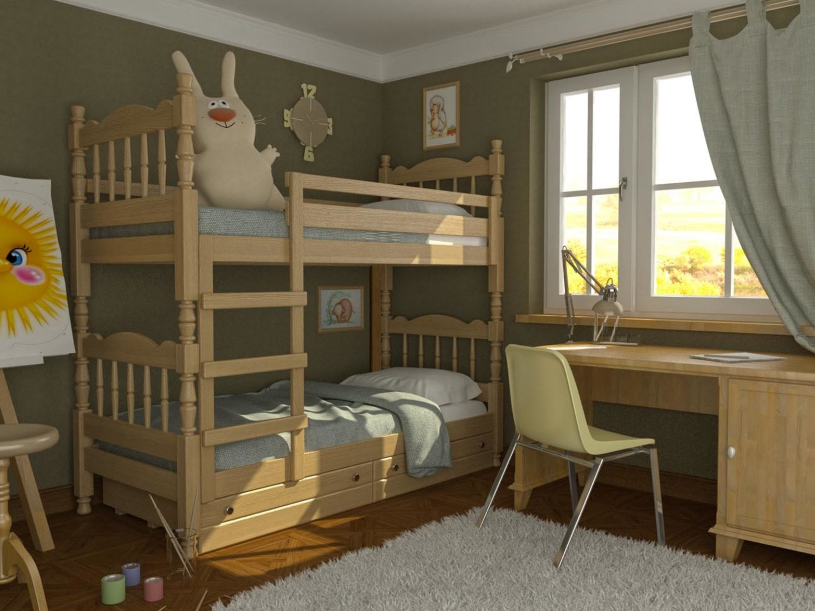 Двухъярусная кровать Соня массив сосны с ящиками (3 варианта цвета) фабрика Браво - фото 1 - id-p181386283