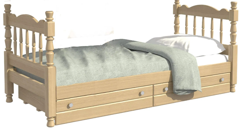 Детская кровать Аленка массив сосны с ящиками (2 варианта цвета) фабрика Браво - фото 1 - id-p181386464