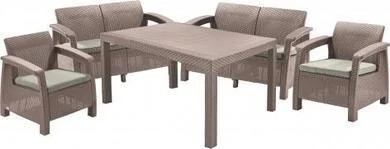 Набор уличной мебели (две двухместные скамьи ,стол, два кресла) CORFU II FIESTA -CAPCNO STD Капучино - фото 1 - id-p180211900