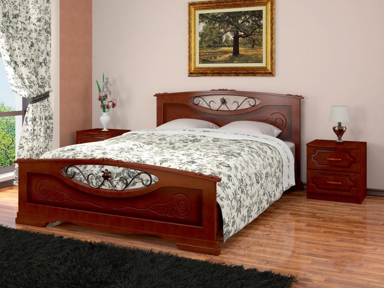 Кровать Елена 5 160 массив с основанием фабрика Браво - 4 варианта цвета - фото 1 - id-p181399490