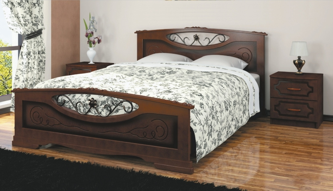 Кровать Елена 5 160 массив с основанием фабрика Браво - 4 варианта цвета - фото 3 - id-p181399490