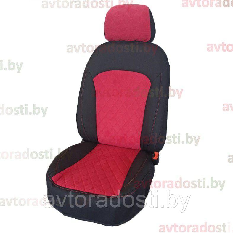 Чехлы на сиденья универсальные (черный, красная вставка РОМБ) - фото 1 - id-p181399572