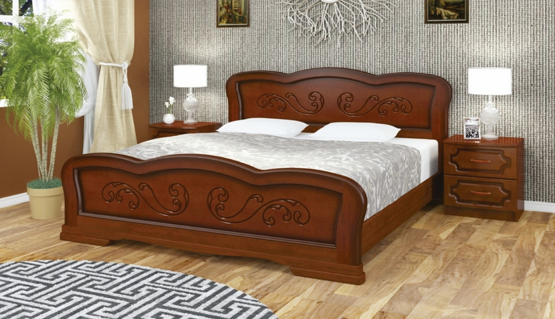 Кровать Карина 8 160 массив с основанием фабрика Браво - орех - фото 5 - id-p181399614