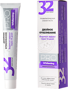 Паста зубная 32 ЖЕМЧУЖИНЫ PRO Whitening Двойное отбел., 100 г