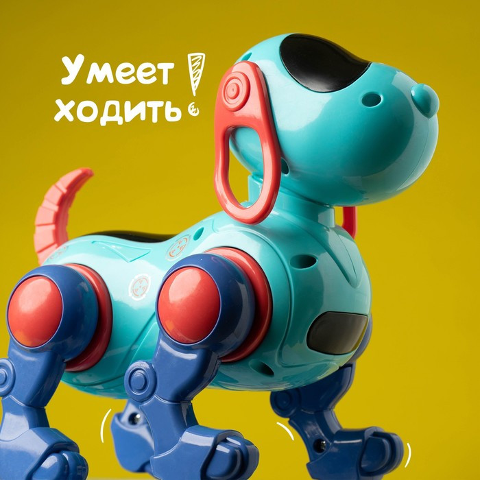Робот-собака IQ DOG, ходит, поёт, работает от батареек, цвет голубой - фото 5 - id-p181406810