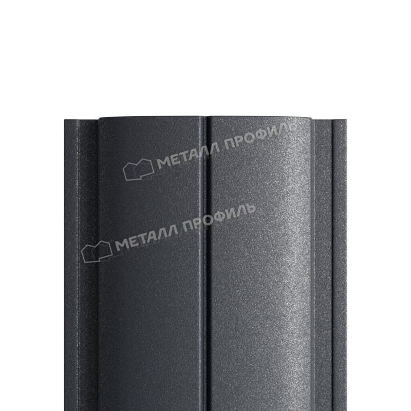 Штакетник металлический МП ELLIPSE-T 19х126 (ПЭМАД-01-7024/7024-0.4)  RAL 7024/7024 Серый графит двухсторонний