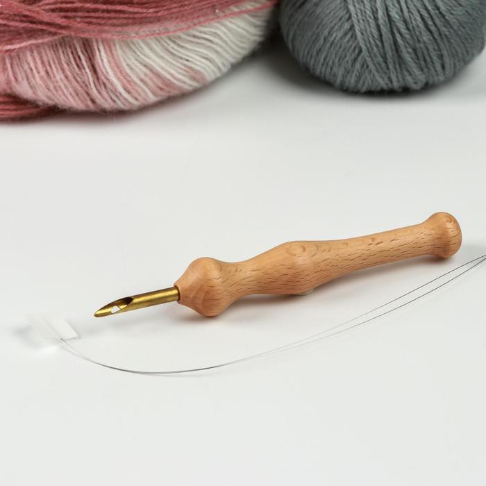 Игла для вышивания, для ковровой техники, d = 5 мм, с нитевдевателем, цвет золотой - фото 1 - id-p181194505
