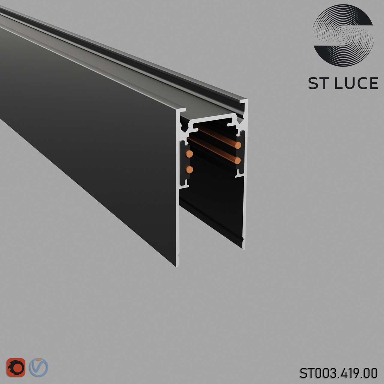 ST003.419.00 Шинопровод магнитный накладной ST-Luce Черный - фото 1 - id-p181447416
