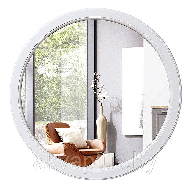 Зеркало круглое в деревянной раме белой М-299 (D64,4 см) - фото 1 - id-p181447475
