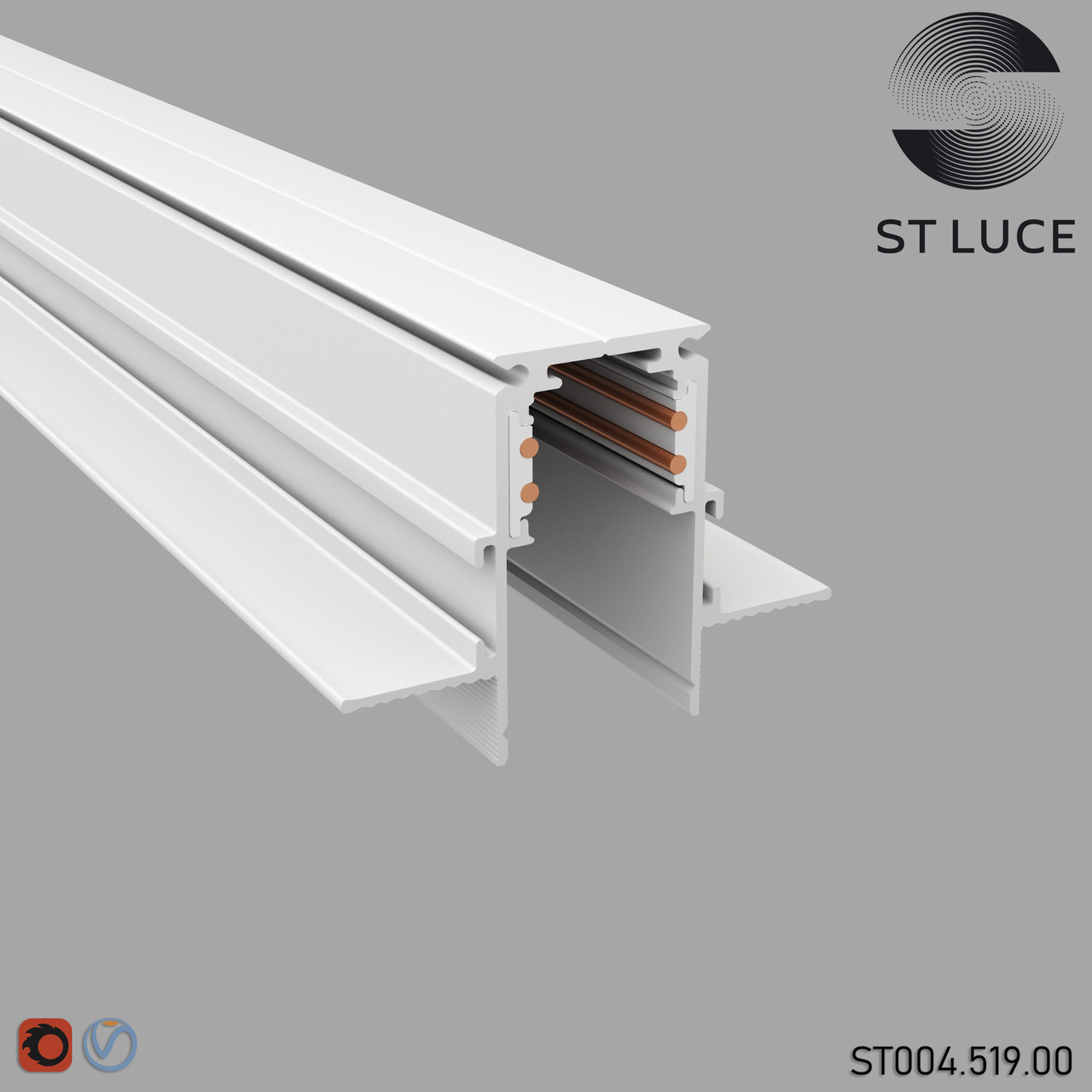 ST004.519.00 Шинопровод магнитный встраиваемый ST-Luce Белый