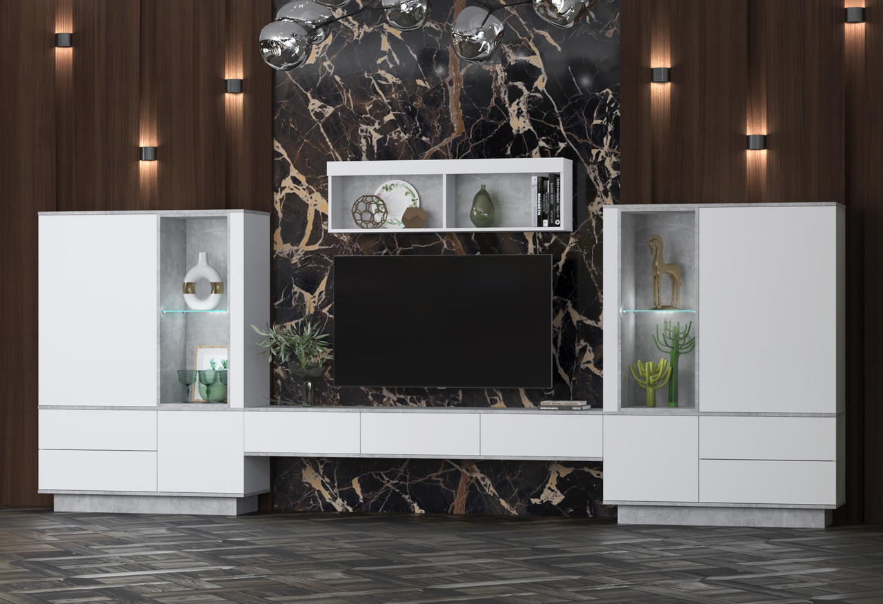 Гостиная Quartz 11 (Кварц) с подсветкой фабрика Интерлиния- 2 варианта цвета