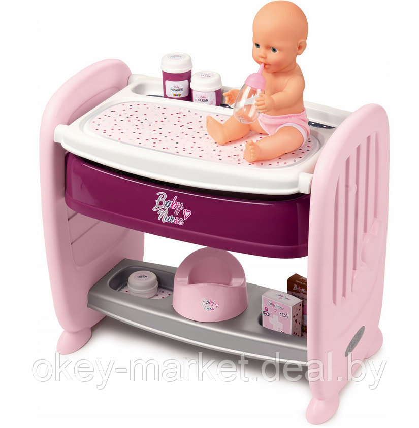 Кроватка для пупса 2 в 1 с регулируемой высотой Baby Nurse Smoby 220353 - фото 2 - id-p181456970