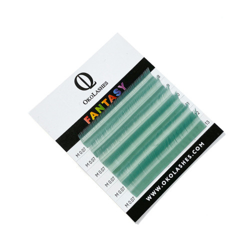 "Мята" цветные ресницы OkoLashes L/0.10/7-12 мм - фото 1 - id-p181457097