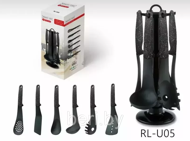 RL-U05 Набор кухонный принадлежностей на подставке, 7 предметов, кухонный набор, Royalty Line