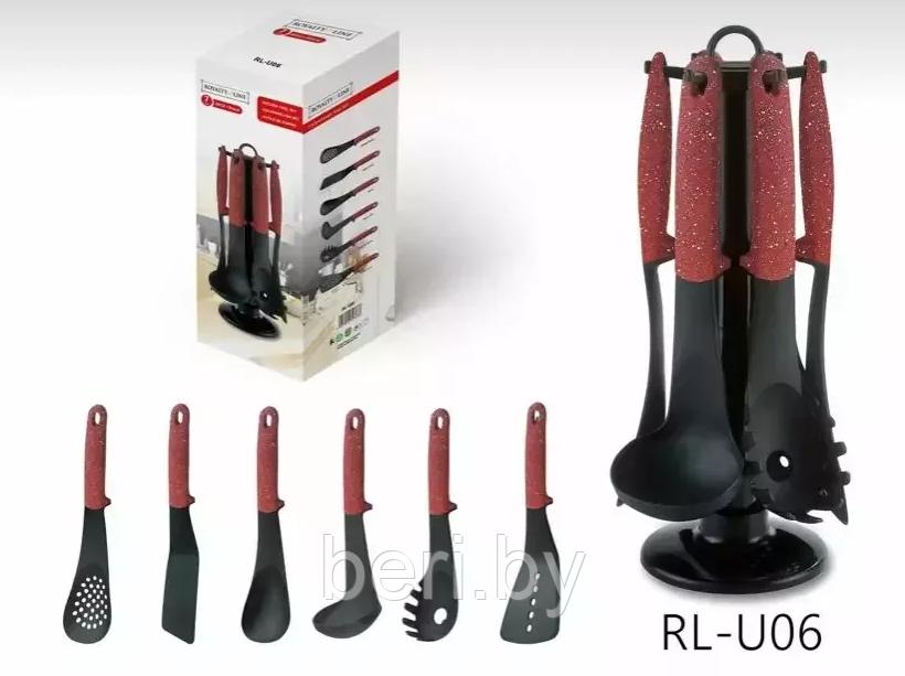 RL-U06 Набор кухонный принадлежностей на подставке, 7 предметов, кухонный набор, Royalty Line - фото 3 - id-p181462364