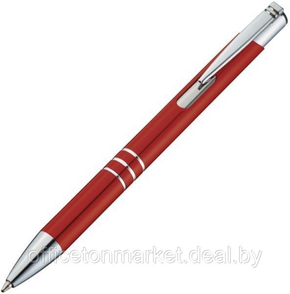 Ручка шариковая автоматическая "Ascot", 0.7 мм, красный, серебристый, стерж. синий