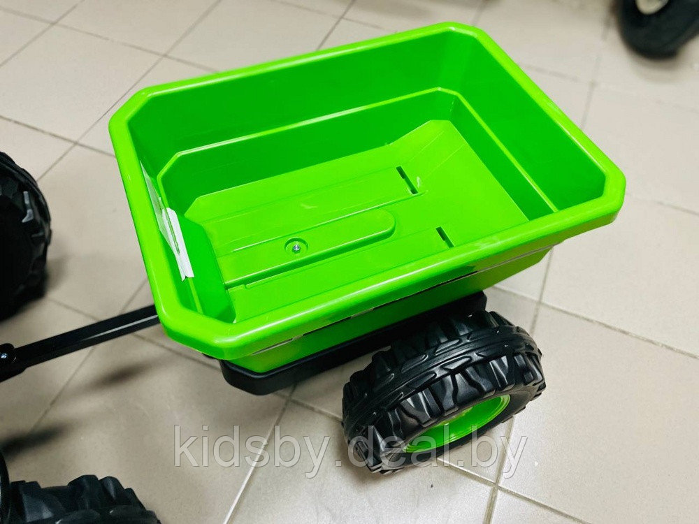 Детский электромобиль, трактор-погрузчик с прицепом RiverToys HL395 (зеленый) - фото 3 - id-p181068002