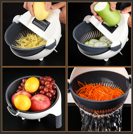 УЦЕНКА!!! Многофункциональная кухонная овощерезка 9 в 1 Wet Basket Vegetable Cutter - фото 4 - id-p181485768