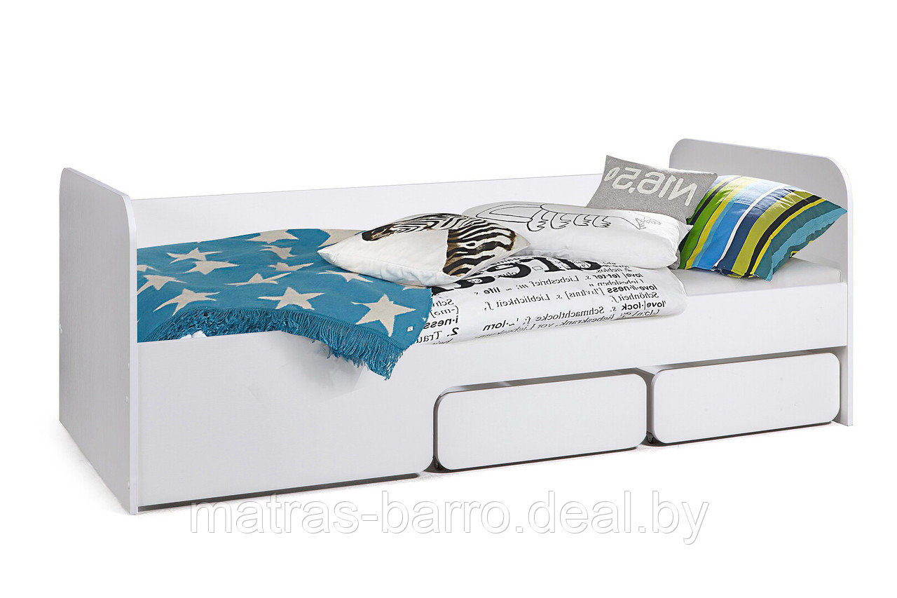 Детская односпальная кровать Легенда 9 с ящиками (цвет белый) - фото 1 - id-p129927289