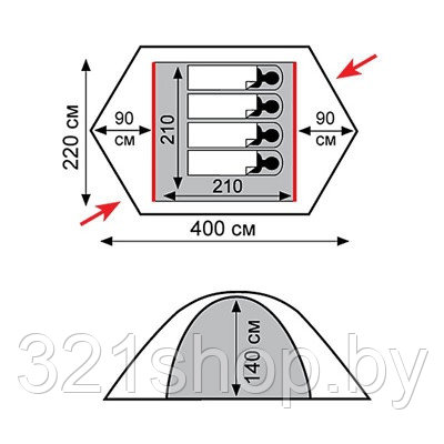 Палатка Tramp Rock 4 (V2) , TRT-29 - фото 2 - id-p121953103